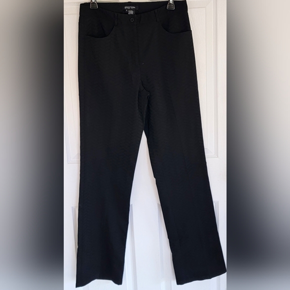 ETCETERA High Rise Dress Pants Trousers Slacks Braided Chevron Patterned Black 8 - Picture 1 of 7